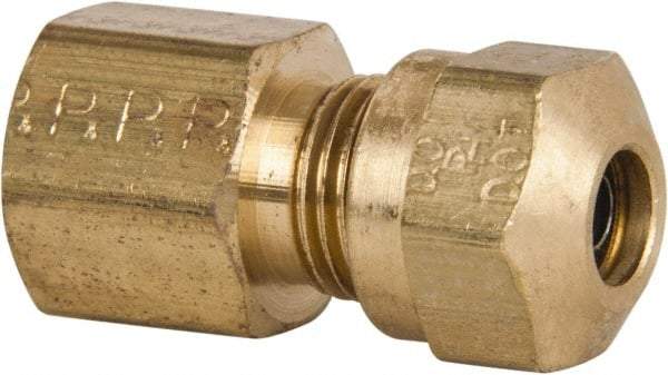 Parker - 1/4" OD, Brass Female Connector - 150 Max Working psi, -40 to 200°F, Comp x FNPT Ends - Apex Tool & Supply