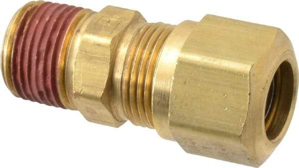 Parker - 1/2" OD, Brass Male Connector - 150 Max Working psi, -40 to 200°F, Comp x MNPT Ends - Apex Tool & Supply