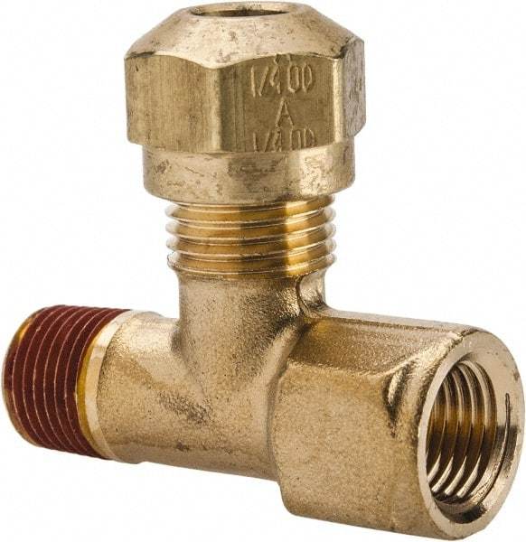 Parker - 1/4" OD, Brass Adapter Tee - 150 Max Working psi, -40 to 200°F, - Apex Tool & Supply