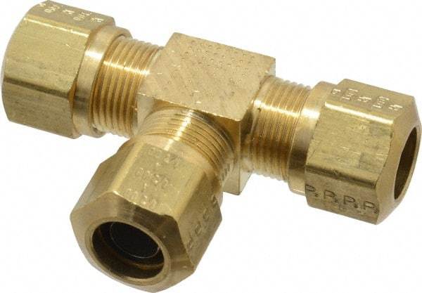 Parker - 1/2" OD, Brass Union Tee - 150 Max Working psi, -40 to 200°F, Comp x Comp x Comp Ends - Apex Tool & Supply