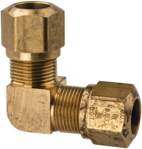 Parker - 1/2" OD, Brass Union Elbow - 150 Max Working psi, -40 to 200°F, Comp x Comp Ends - Apex Tool & Supply