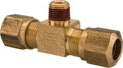 Parker - 3/8" OD, Brass Male Branch Tee - 150 Max Working psi, -40 to 200°F, Comp x Comp x MNPT Ends - Apex Tool & Supply