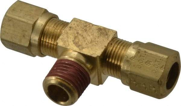Parker - 3/8" OD, Brass Male Branch Tee - 150 Max Working psi, -40 to 200°F, Comp x Comp x MNPT Ends - Apex Tool & Supply