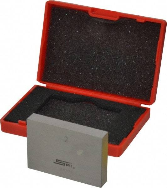 SPI - 2" Rectangular Steel Gage Block - Accuracy Grade AS-1, Includes NIST Traceability Certification - Apex Tool & Supply