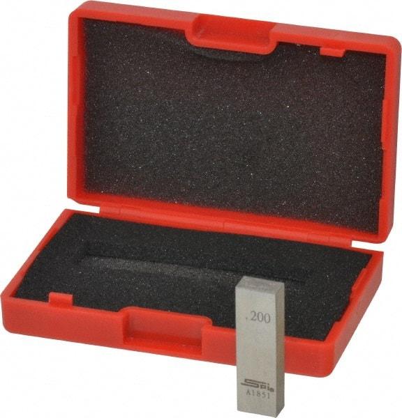 SPI - 0.2" Rectangular Steel Gage Block - Accuracy Grade AS-1, Includes NIST Traceability Certification - Apex Tool & Supply