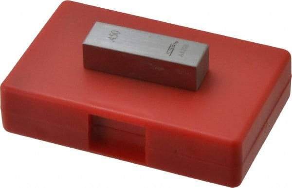 SPI - 0.45" Rectangular Steel Gage Block - Accuracy Grade AS-1, Includes NIST Traceability Certification - Apex Tool & Supply