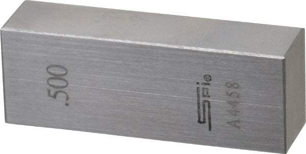 SPI - 0.5" Rectangular Steel Gage Block - Accuracy Grade AS-1, Includes NIST Traceability Certification - Apex Tool & Supply