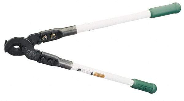 Greenlee - 25-1/2" OAL, 1,000 MCM Capacity, Cable Cutter - Round Head, Rubber Handle - Apex Tool & Supply