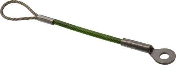 Jergens - 4" Long, Stainless Steel Cable Loop & Eye End, Quick Release Pin Lanyard - 1/16" Cable Diam, 3/16" Hole Diam, Nylon Cable - Apex Tool & Supply