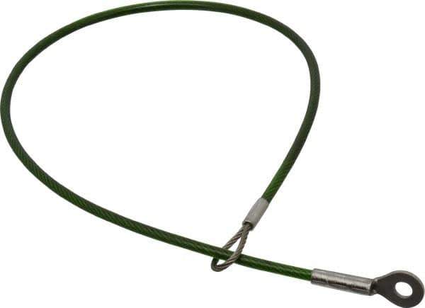 Jergens - 16" Long, Stainless Steel Cable Loop & Eye End, Quick Release Pin Lanyard - 1/16" Cable Diam, 3/16" Hole Diam, Nylon Cable - Apex Tool & Supply