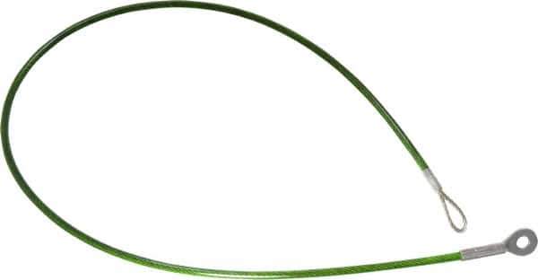 Jergens - 20" Long, Stainless Steel Cable Loop & Eye End, Quick Release Pin Lanyard - 1/16" Cable Diam, 3/16" Hole Diam, Nylon Cable - Apex Tool & Supply