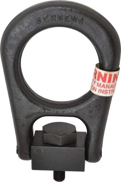 Jergens - 2,500 Lb Load Capacity Forged Center Pull Hoist Ring - 37 Ft/Lb Torque, M12 x 1.75 Thread, Alloy Steel - Apex Tool & Supply