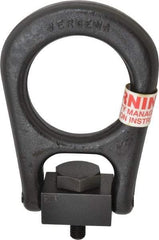 Jergens - 2,500 Lb Load Capacity Forged Center Pull Hoist Ring - 37 Ft/Lb Torque, M12 x 1.75 Thread, Alloy Steel - Apex Tool & Supply