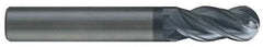 SGS - 15/32" Diam, 1" LOC, 4 Flute Solid Carbide Ball End Mill - AlTiN Finish, Single End, 3" OAL, 1/2" Shank Diam, Spiral Flute - Apex Tool & Supply