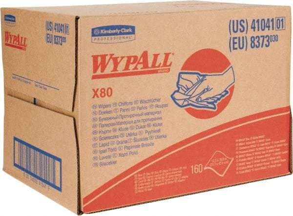 WypAll - X80 Dry Shop Towel/Industrial Wipes - Brag Box/Double Top Box, 16-3/4" x 12-1/2" Sheet Size, Blue - Apex Tool & Supply