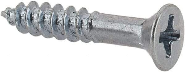 Value Collection - #4, 5/8" OAL, Phillips Drive, Flat Head Wood Screw - Zinc Plated Steel, Grade 2 - Apex Tool & Supply