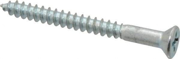 Value Collection - #6, 1-1/2" OAL, Phillips Drive, Flat Head Wood Screw - Zinc Plated Steel, Grade 2 - Apex Tool & Supply