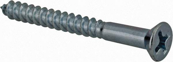 Value Collection - #7, 1-1/2" OAL, Phillips Drive, Flat Head Wood Screw - Zinc Plated Steel, Grade 2 - Apex Tool & Supply