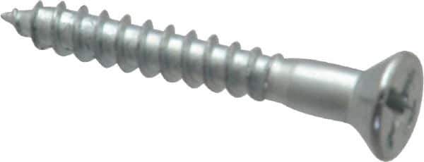 Value Collection - #8, 1-1/4" OAL, Phillips Drive, Flat Head Wood Screw - Zinc Plated Steel, Grade 2 - Apex Tool & Supply