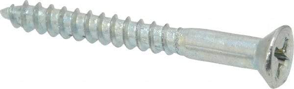 Value Collection - #8, 1-1/2" OAL, Phillips Drive, Flat Head Wood Screw - Zinc Plated Steel, Grade 2 - Apex Tool & Supply