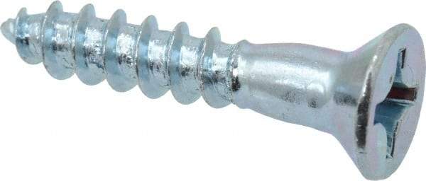 Value Collection - #10, 1" OAL, Phillips Drive, Flat Head Wood Screw - ASME B18.6.1, Zinc Plated Steel, Grade 2 - Apex Tool & Supply