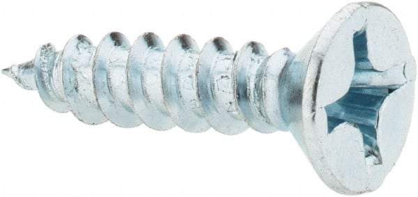 Value Collection - #12, 1" OAL, Phillips Drive, Flat Head Wood Screw - ASME B18.6.1, Zinc Plated Steel, Grade 2 - Apex Tool & Supply