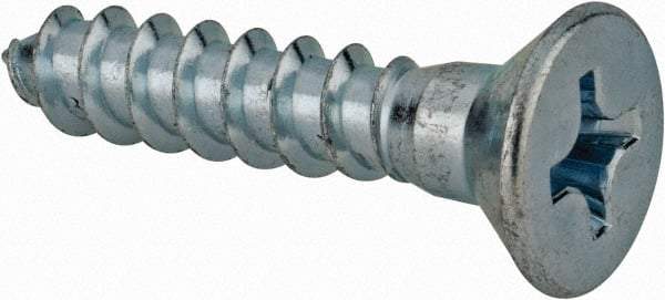 Value Collection - #14, 1-1/4" OAL, Phillips Drive, Flat Head Wood Screw - ASME B18.6.1, Zinc Plated Steel, Grade 2 - Apex Tool & Supply