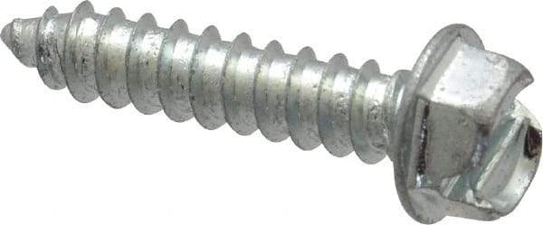 Value Collection - #12 Hex Washer Head Slotted Sheet Metal Screw - Steel, 1" Length Under Head, Grade 2 - Apex Tool & Supply