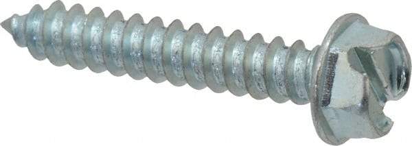 Value Collection - #12 Hex Washer Head Slotted Sheet Metal Screw - Steel, 1-1/4" Length Under Head, Grade 2 - Apex Tool & Supply