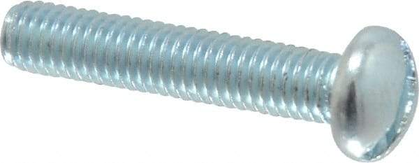 Value Collection - #10-32 UNF, 1" Length Under Head Slotted Drive Machine Screw - Round Head, Alloy Steel, Zinc-Plated Finish, Without Washer - Apex Tool & Supply