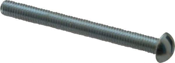 Value Collection - #10-32 UNF, 2" Length Under Head Slotted Drive Machine Screw - Round Head, Alloy Steel, Zinc-Plated Finish, Without Washer - Apex Tool & Supply