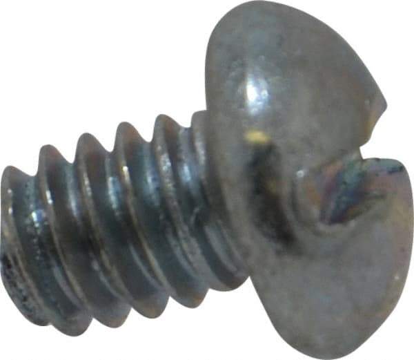 Value Collection - 1/4-20 UNC, 5/16" Length Under Head Slotted Drive Machine Screw - Round Head, Alloy Steel, Zinc-Plated Finish, Without Washer - Apex Tool & Supply