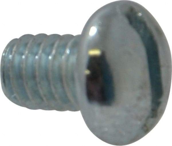 Value Collection - 1/4-20 UNC, 3/8" Length Under Head Slotted Drive Machine Screw - Round Head, Alloy Steel, Zinc-Plated Finish, Without Washer - Apex Tool & Supply