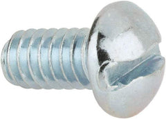 Value Collection - 1/4-20 UNC, 1/2" Length Under Head Slotted Drive Machine Screw - Round Head, Alloy Steel, Zinc-Plated Finish, Without Washer - Apex Tool & Supply