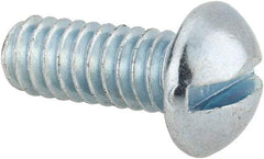 Value Collection - 1/4-20 UNC, 5/8" Length Under Head Slotted Drive Machine Screw - Round Head, Alloy Steel, Zinc-Plated Finish, Without Washer - Apex Tool & Supply