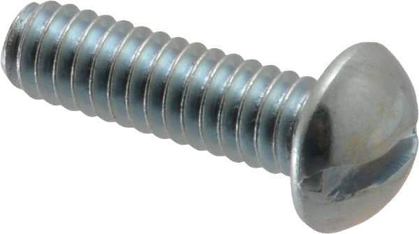 Value Collection - 1/4-20 UNC, 7/8" Length Under Head Slotted Drive Machine Screw - Round Head, Alloy Steel, Zinc-Plated Finish, Without Washer - Apex Tool & Supply