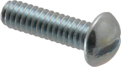 Value Collection - 1/4-20 UNC, 7/8" Length Under Head Slotted Drive Machine Screw - Round Head, Alloy Steel, Zinc-Plated Finish, Without Washer - Apex Tool & Supply