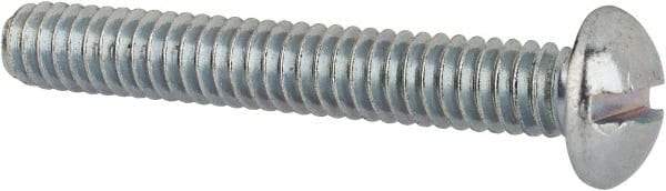 Value Collection - 1/4-20 UNC, 1-3/4" Length Under Head Slotted Drive Machine Screw - Round Head, Alloy Steel, Zinc-Plated Finish, Without Washer - Apex Tool & Supply