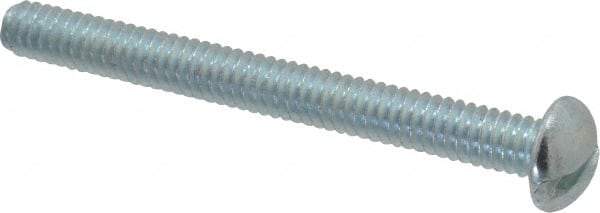 Value Collection - 1/4-20 UNC, 2-1/2" Length Under Head Slotted Drive Machine Screw - Round Head, Alloy Steel, Zinc-Plated Finish, Without Washer - Apex Tool & Supply