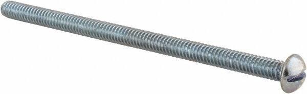 Value Collection - 1/4-20 UNC, 4-1/2" Length Under Head Slotted Drive Machine Screw - Round Head, Alloy Steel, Zinc-Plated Finish, Without Washer - Apex Tool & Supply