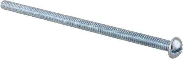 Value Collection - 1/4-20 UNC, 5" Length Under Head Slotted Drive Machine Screw - Round Head, Alloy Steel, Zinc-Plated Finish, Without Washer - Apex Tool & Supply