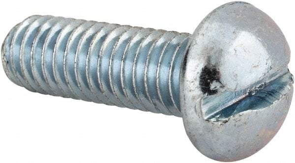 Value Collection - 5/16-18 UNC, 1" Length Under Head Slotted Drive Machine Screw - Round Head, Alloy Steel, Zinc-Plated Finish, Without Washer - Apex Tool & Supply