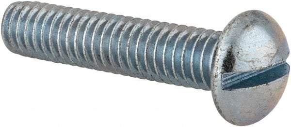 Value Collection - 5/16-18 UNC, 1-1/2" Length Under Head Slotted Drive Machine Screw - Round Head, Alloy Steel, Zinc-Plated Finish, Without Washer - Apex Tool & Supply