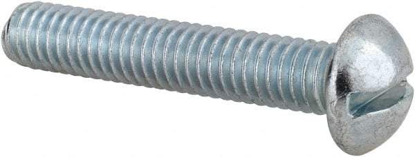 Value Collection - 5/16-18 UNC, 1-3/4" Length Under Head Slotted Drive Machine Screw - Round Head, Alloy Steel, Zinc-Plated Finish, Without Washer - Apex Tool & Supply