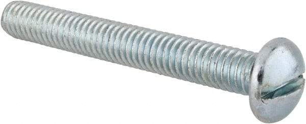 Value Collection - 5/16-18 UNC, 2-1/2" Length Under Head Slotted Drive Machine Screw - Round Head, Alloy Steel, Zinc-Plated Finish, Without Washer - Apex Tool & Supply