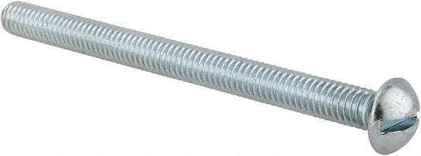 Value Collection - 5/16-18 UNC, 4" Length Under Head Slotted Drive Machine Screw - Round Head, Alloy Steel, Zinc-Plated Finish, Without Washer - Apex Tool & Supply