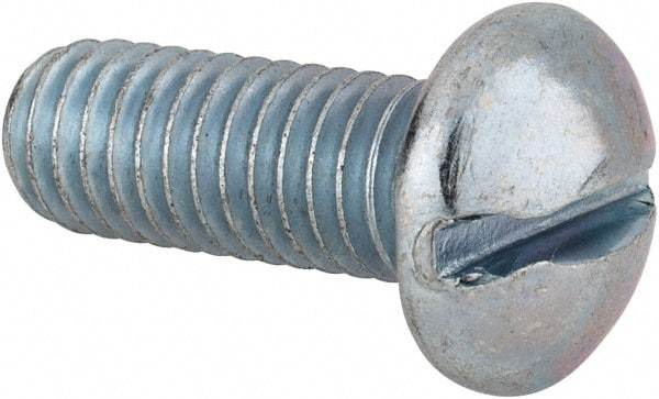 Value Collection - 3/8-16 UNC, 1" Length Under Head Slotted Drive Machine Screw - Round Head, Alloy Steel, Zinc-Plated Finish, Without Washer - Apex Tool & Supply