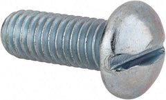 Value Collection - 3/8-16 UNC, 1" Length Under Head Slotted Drive Machine Screw - Round Head, Alloy Steel, Zinc-Plated Finish, Without Washer - Apex Tool & Supply