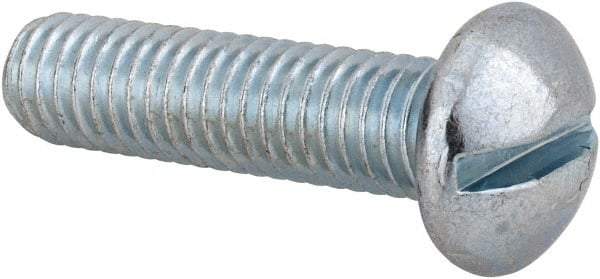 Value Collection - 3/8-16 UNC, 1-1/2" Length Under Head Slotted Drive Machine Screw - Round Head, Alloy Steel, Zinc-Plated Finish, Without Washer - Apex Tool & Supply