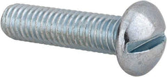 Value Collection - 3/8-16 UNC, 1-1/2" Length Under Head Slotted Drive Machine Screw - Round Head, Alloy Steel, Zinc-Plated Finish, Without Washer - Apex Tool & Supply